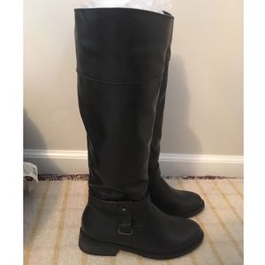 NEW Black Vegan Leather Riding Boots
